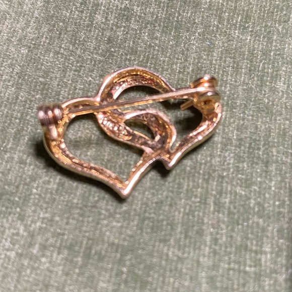 Gold Double Heart Pin with Maker Stamp - Picture 2 of 2